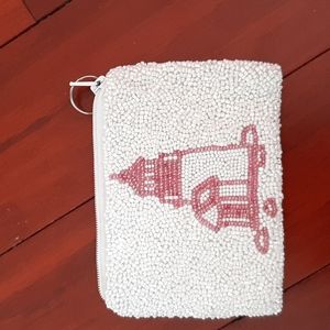 Pint and White Nantucket Tiana Beaded Coin Purse nwot